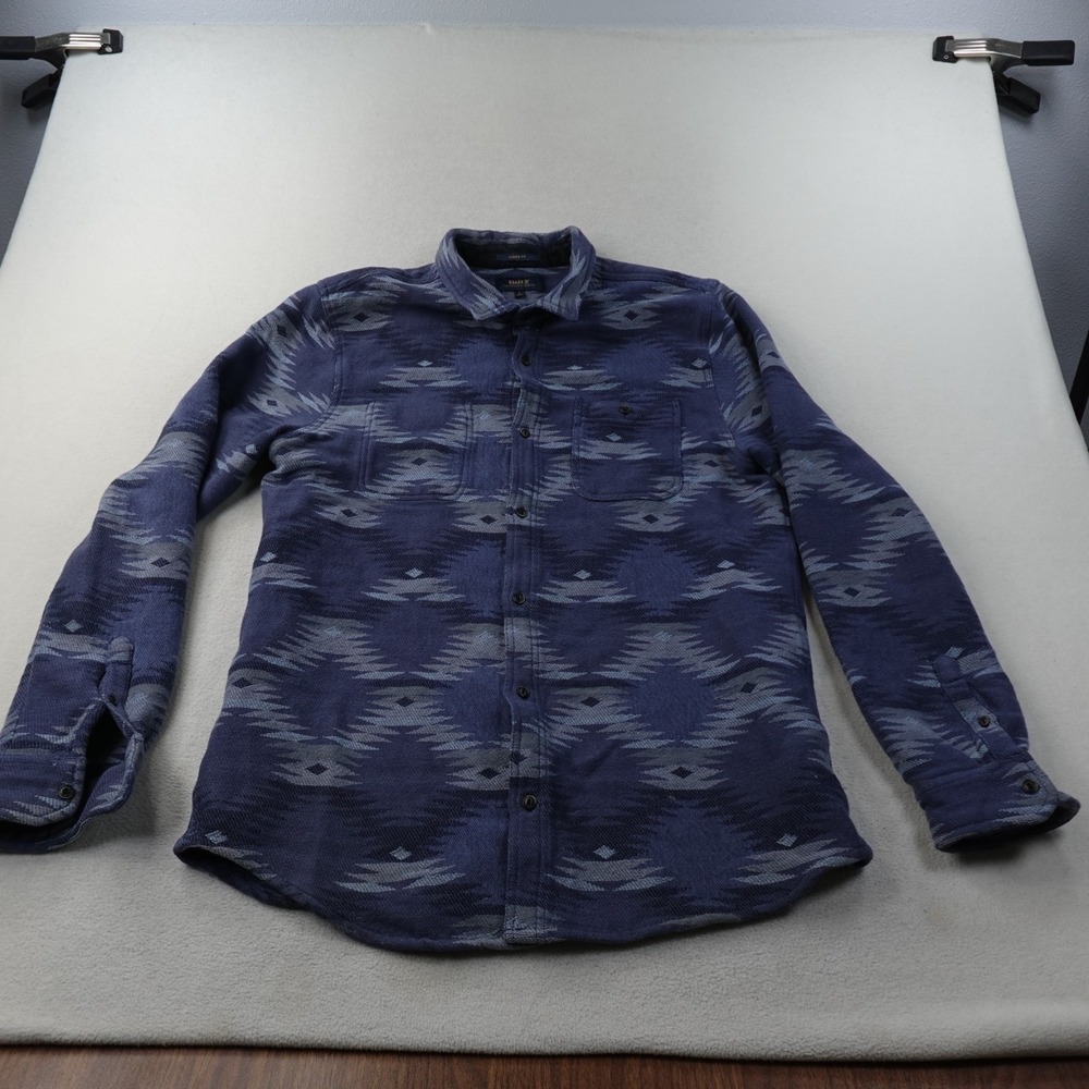 Roark Teton Flannel Shirt Mens Large Blue Aztec Jacquard Heavyweight Overshirt